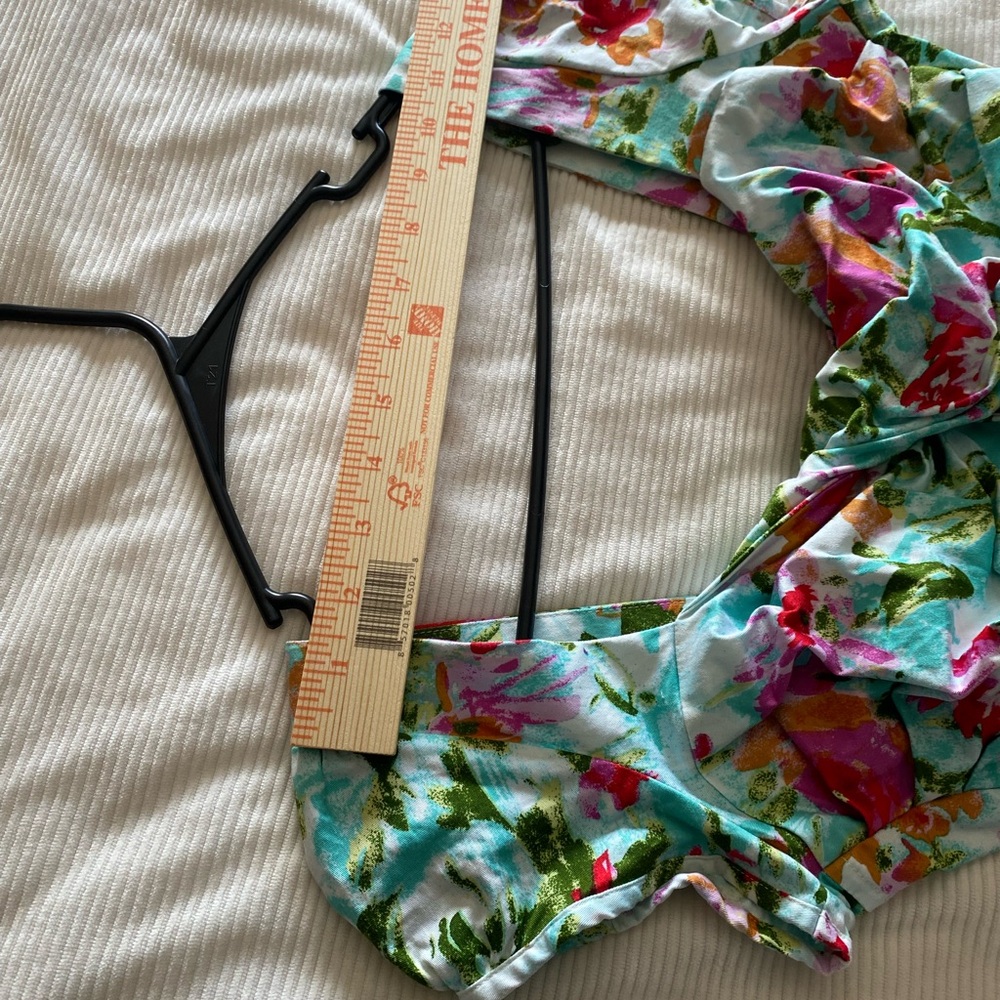 Stop Staring! Floral Fit & Flare Dress Sweetheart Midi Short Sleeve Size M - Picture 10 of 11